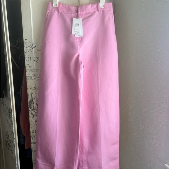 NWT Reiss Raine Tailored Pink Wide-Leg Linen Blend Trouser Pants - Picture 4 of 16